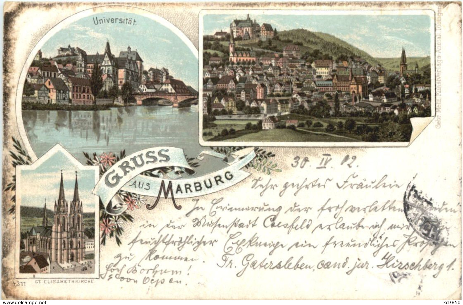 Gruss Aus Marburg - Litho - Marburg