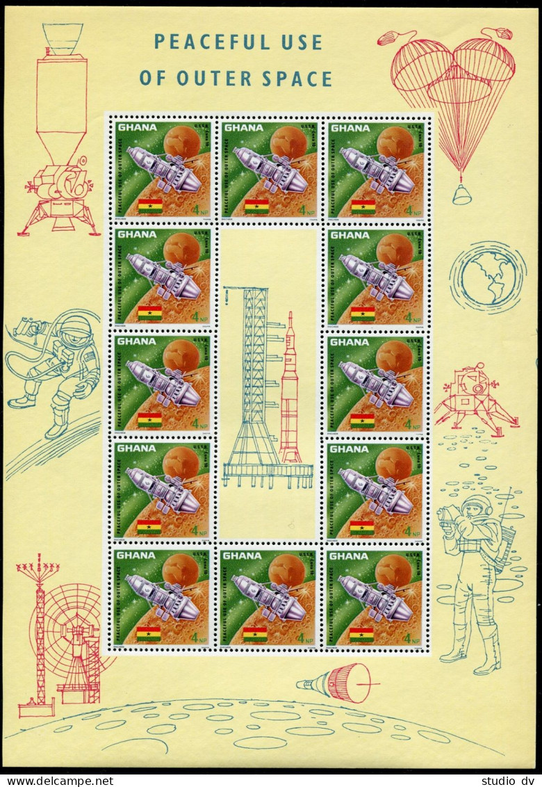 Ghana 305-307sheets,307a,MNH.Mi 310-312,Bl.26. Peaceful Use Of Outer Space,1967. - Prematasellado