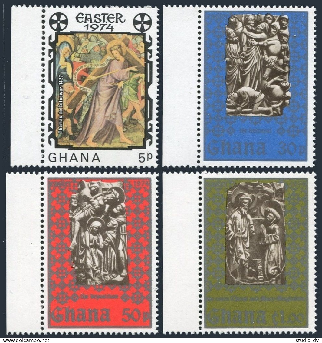 Ghana 516-519,520 Ad Sheet, MNH.Mi 540-543, Bl.54. Easter. Thomas De Coloswar. - Préoblitérés