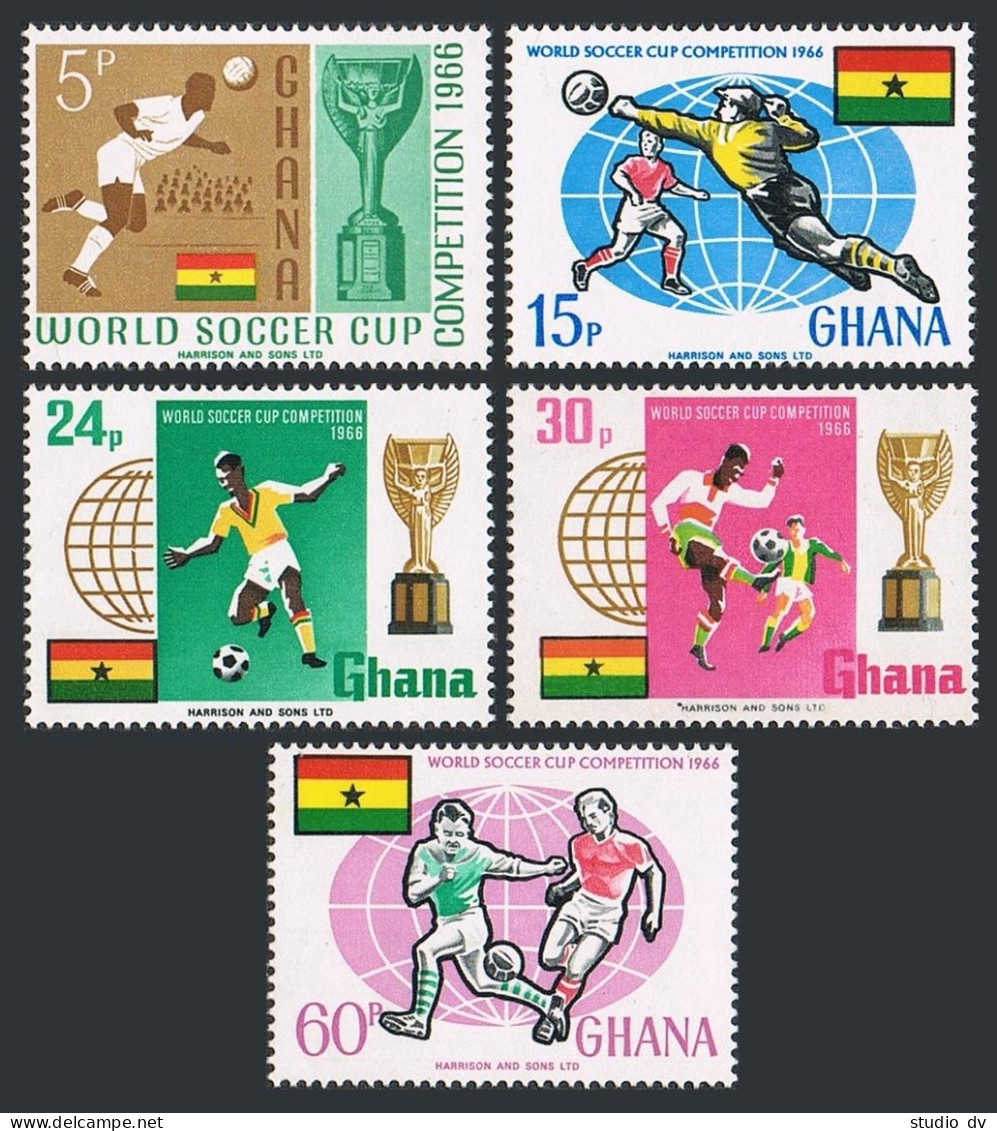 Ghana  259-263,263a, MNH. Michel 269-273, Bl.22. World Soccer Cup England-1966. - Préoblitérés