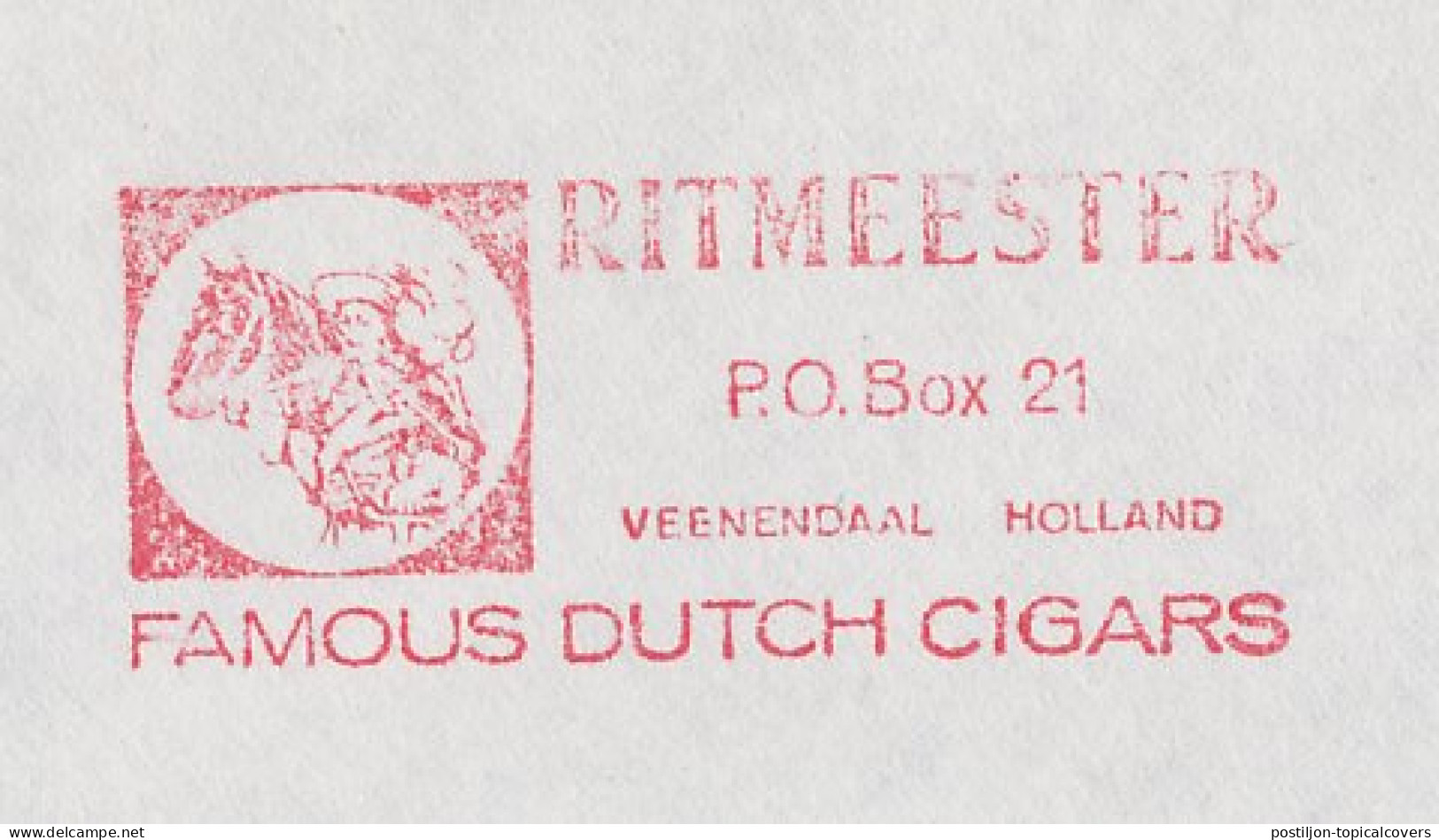 Meter Cover Netherlands 1980 Cigar Factory Ritmeester - Calvary Captain - Horse - Veenendaal - Tobacco