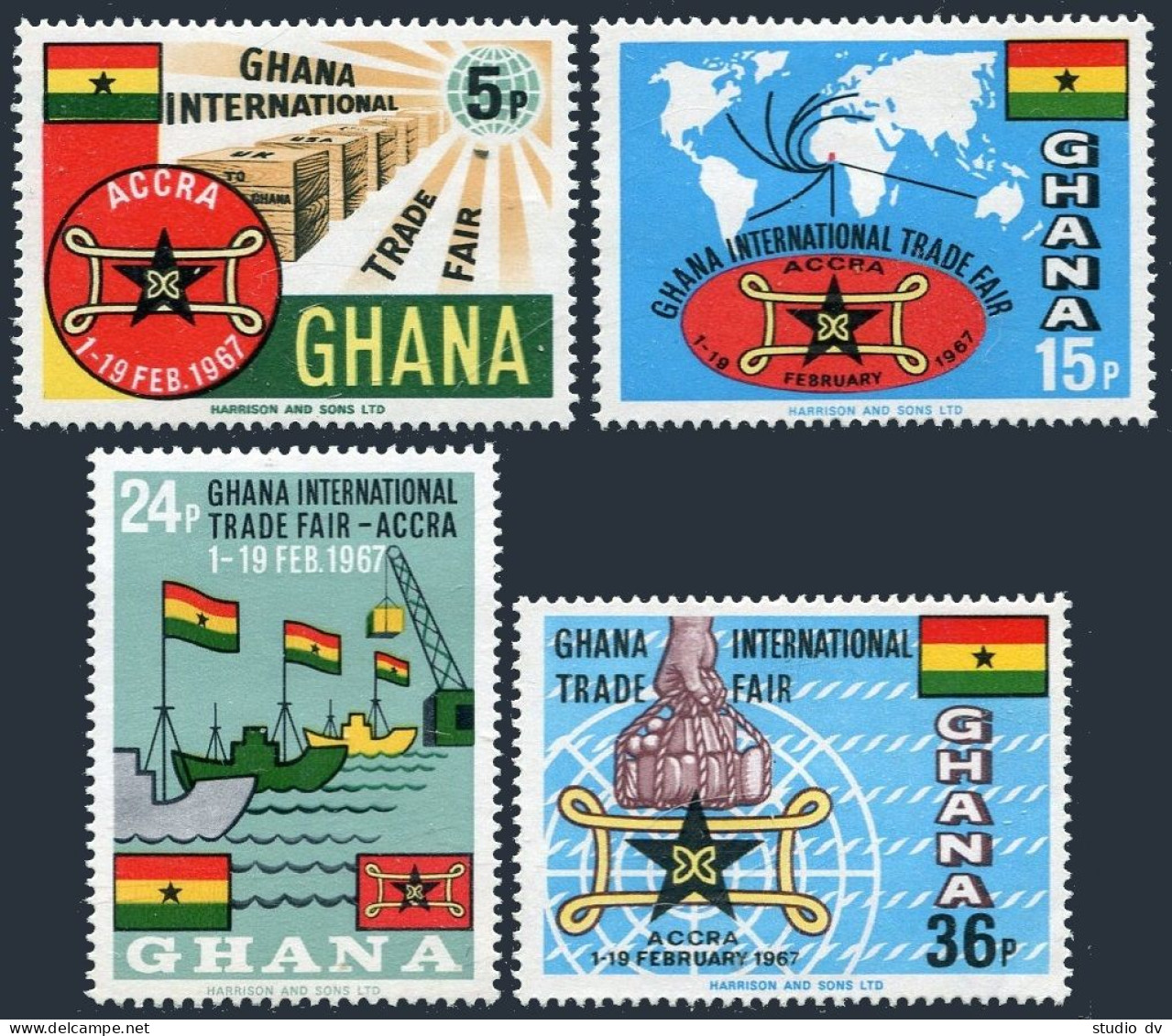 Ghana 269-272, MNH. Michel 279-282. Trade Fair 1966. Map, Ships, Flags. - VorausGebrauchte
