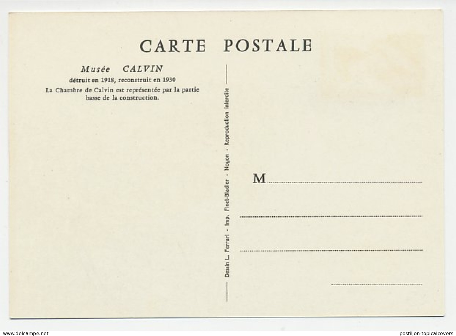 Maximum Card France 1964 John Calvin - Autres & Non Classés
