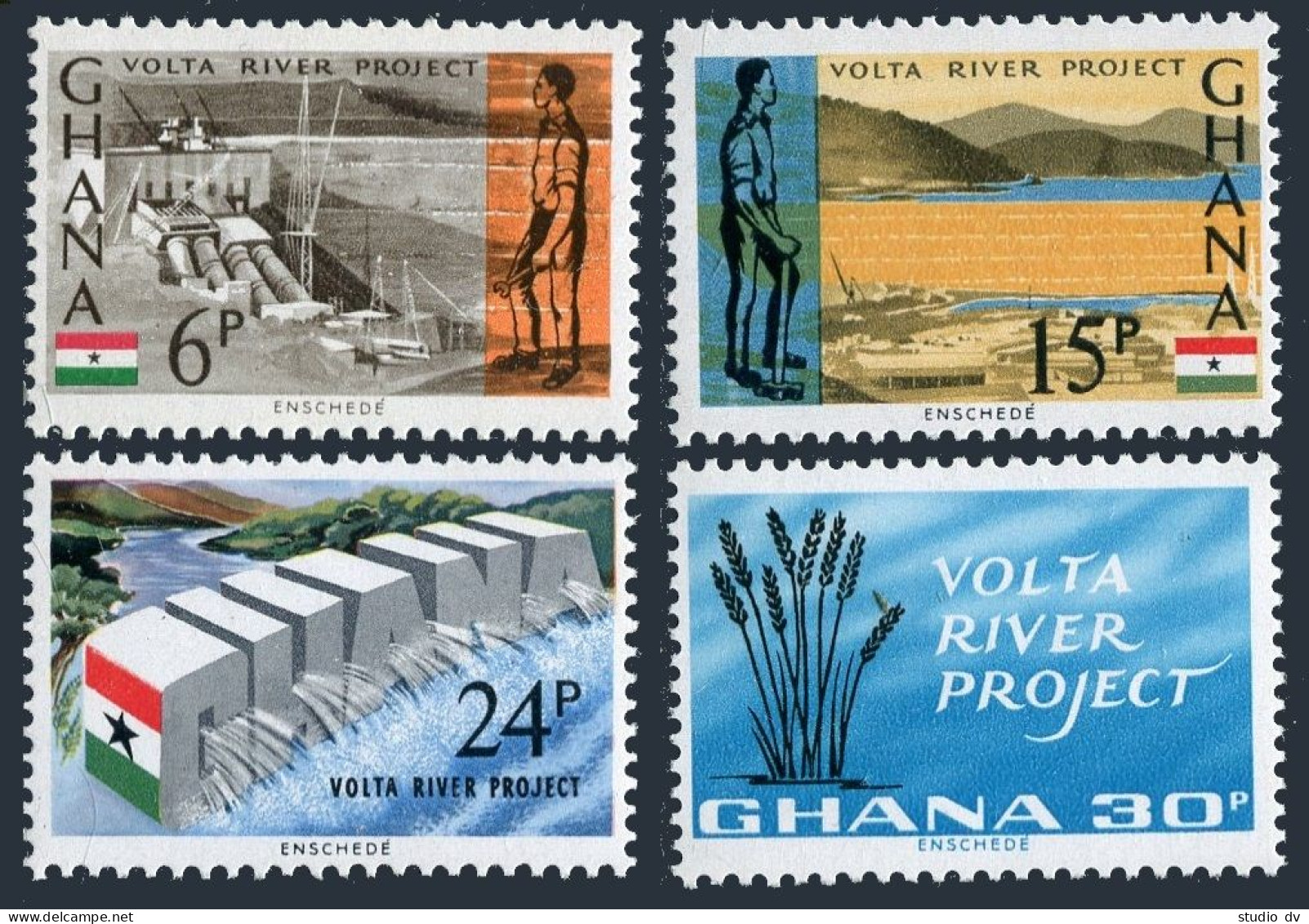 Ghana 240-243, MNH. Mi 253-256. Volta River Project, 1966. Dam, Power Station. - Préoblitérés