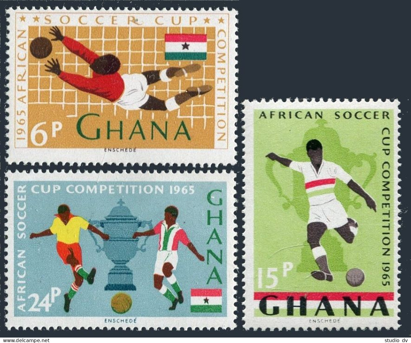Ghana 233-235,244-246,MNH. Mi 243-245, 250-252. African Soccer Cup, 1965. Winner - Préoblitérés
