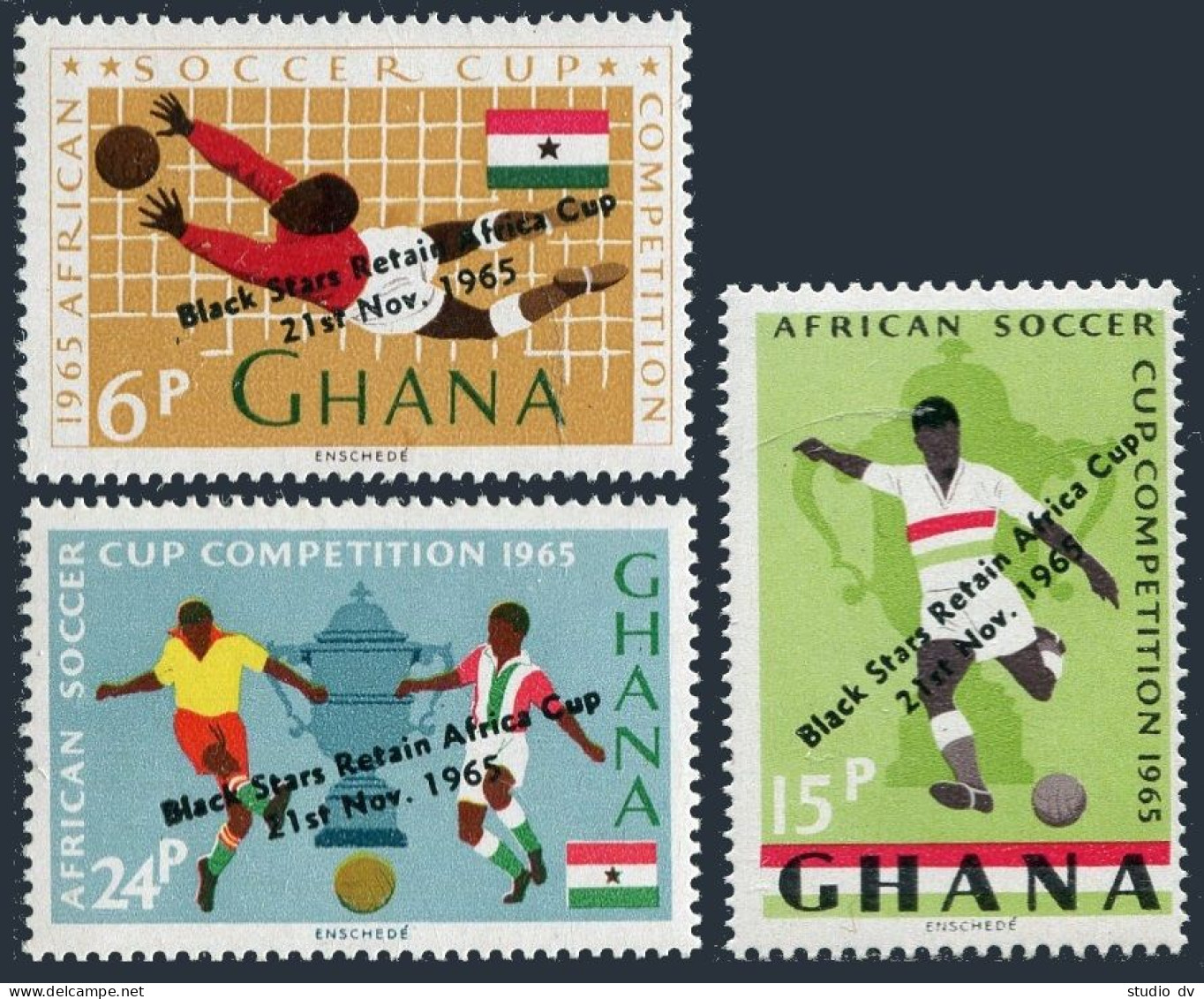 Ghana 233-235,244-246,MNH. Mi 243-245, 250-252. African Soccer Cup, 1965. Winner - Préoblitérés