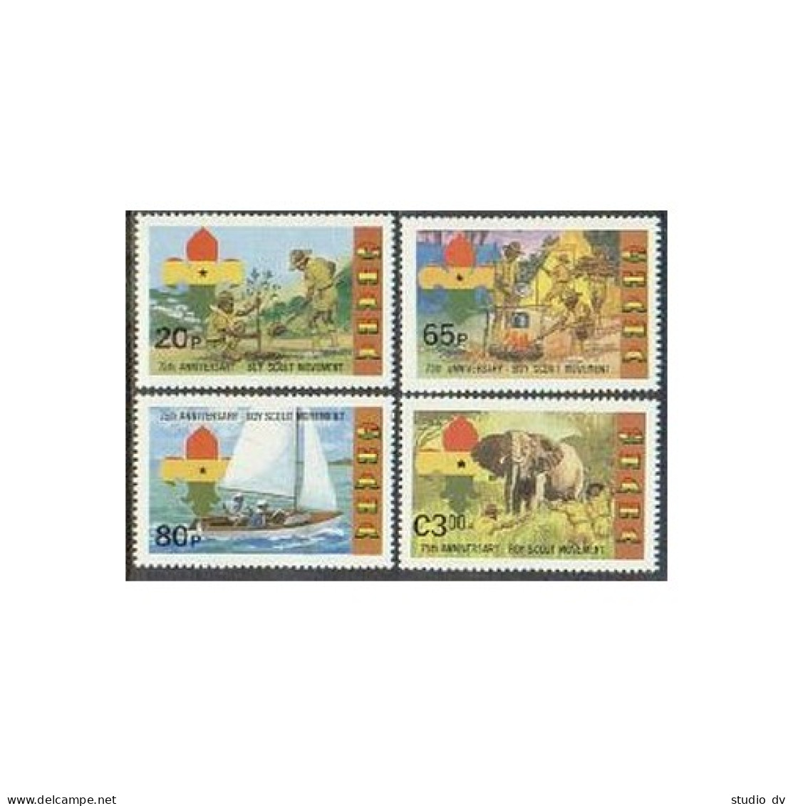 Ghana 794-797,MNH.Michel 940-943. Scouting Year 1982,Sailing Boat,Elephant. - Préoblitérés