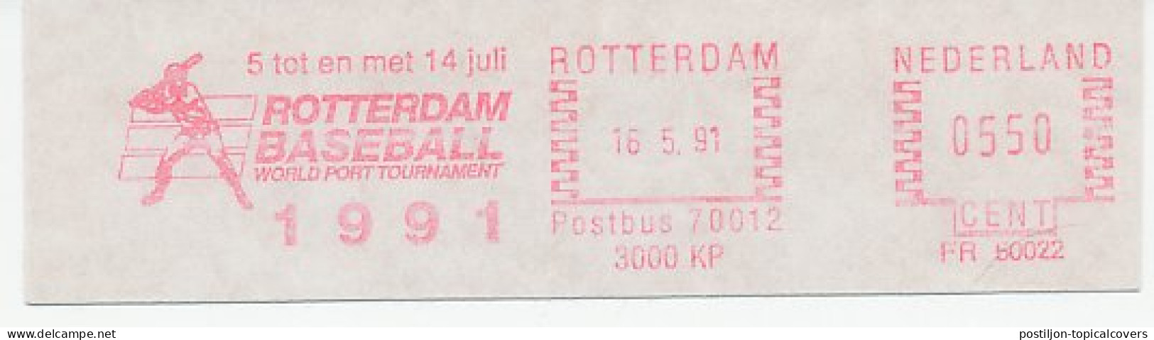 Meter Cut Netherlands 1991 Rotterdam Baseball World Port Tournament 1991 - Other & Unclassified