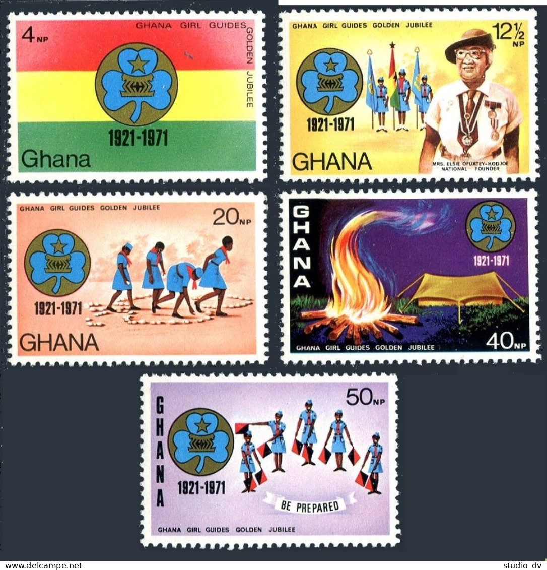 Ghana 421-425,425a,MNH.Michel 434-438,Bl.42. Girl Guides,50,1971.Elsie Ofuatey. - Precancels