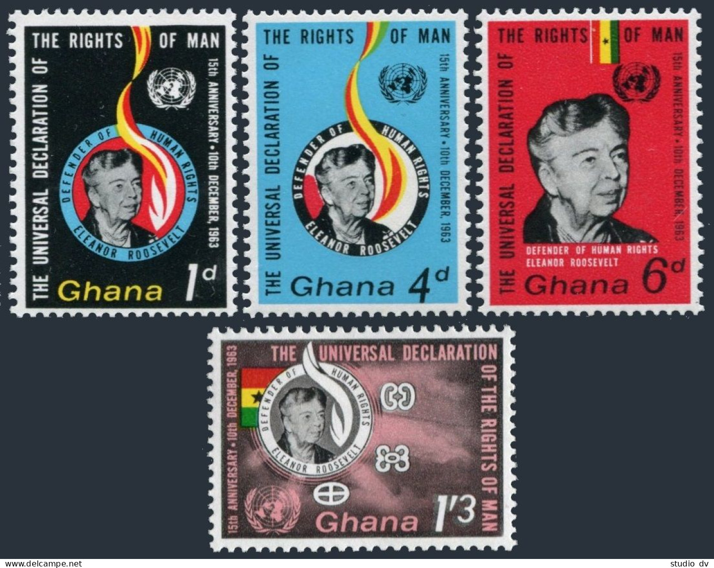 Ghana 160-163, MNH. Michel 166-169. Declaration Of Human Rights, 1963. - Precancels
