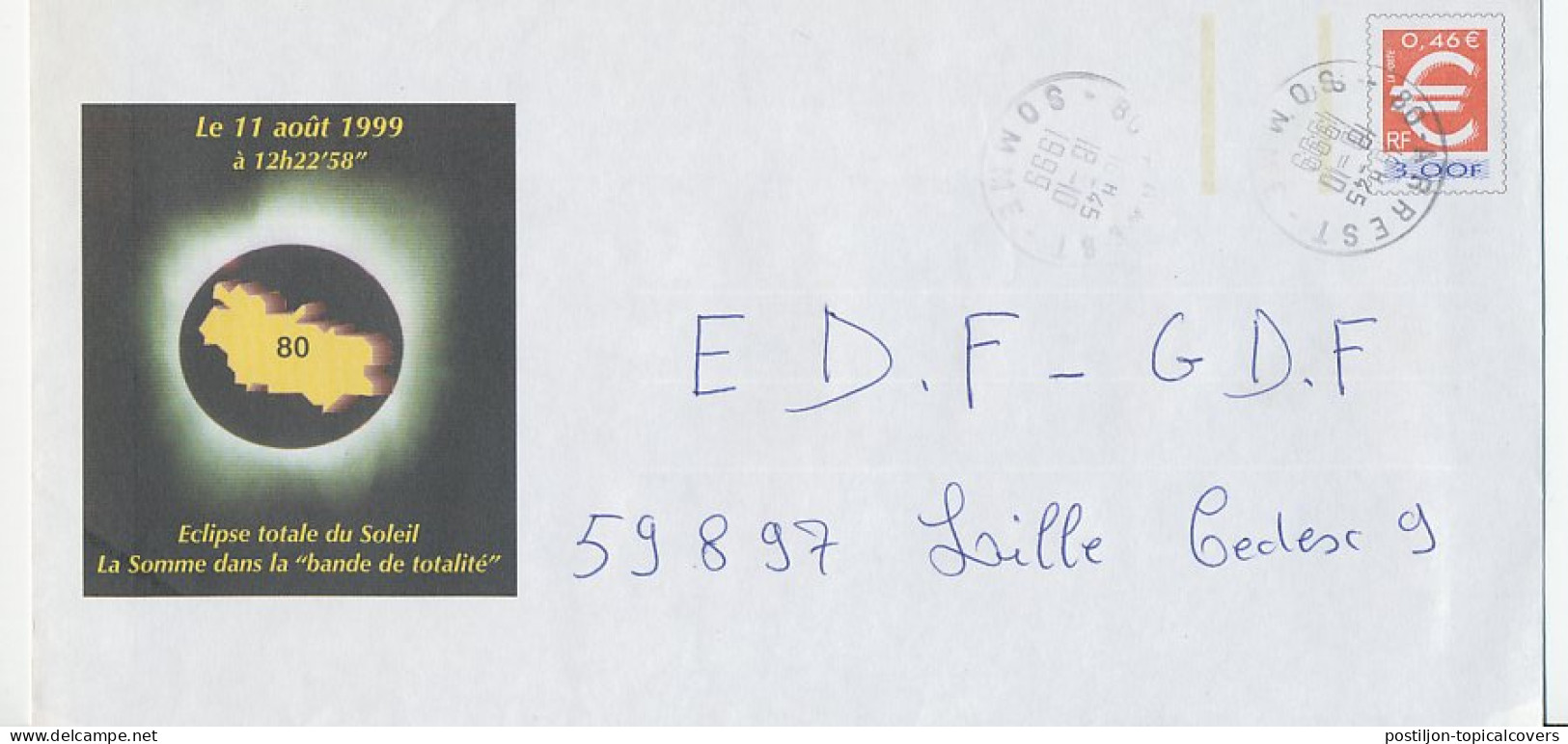 Postal Stationery / PAP France 1999 Total Solar Eclipse - Astronomie