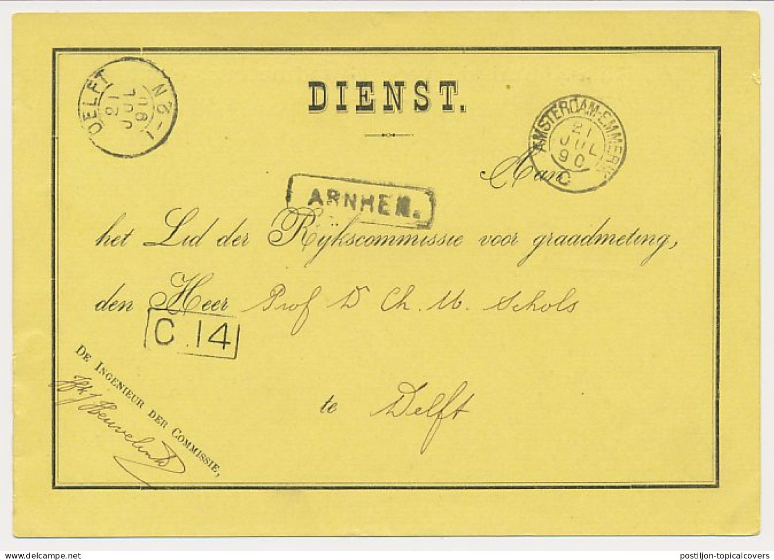 Trein Haltestempel Arnhem 1890 - Lettres & Documents