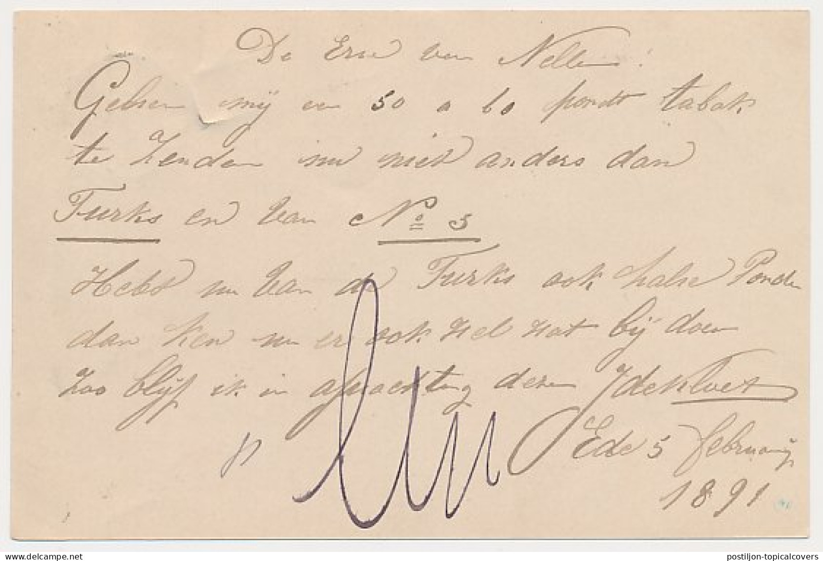 Trein Haltestempel Ede 1891 - Lettres & Documents