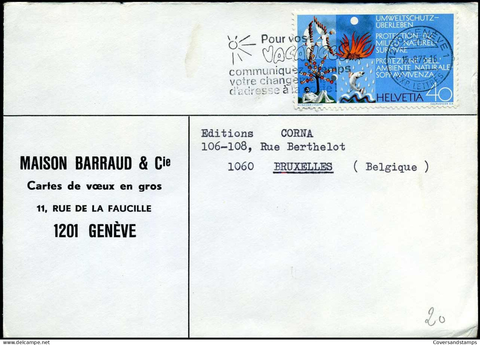 Cover To Brussels, Belgium - "Maison Barraud & Cie, Genève" - Cartas & Documentos