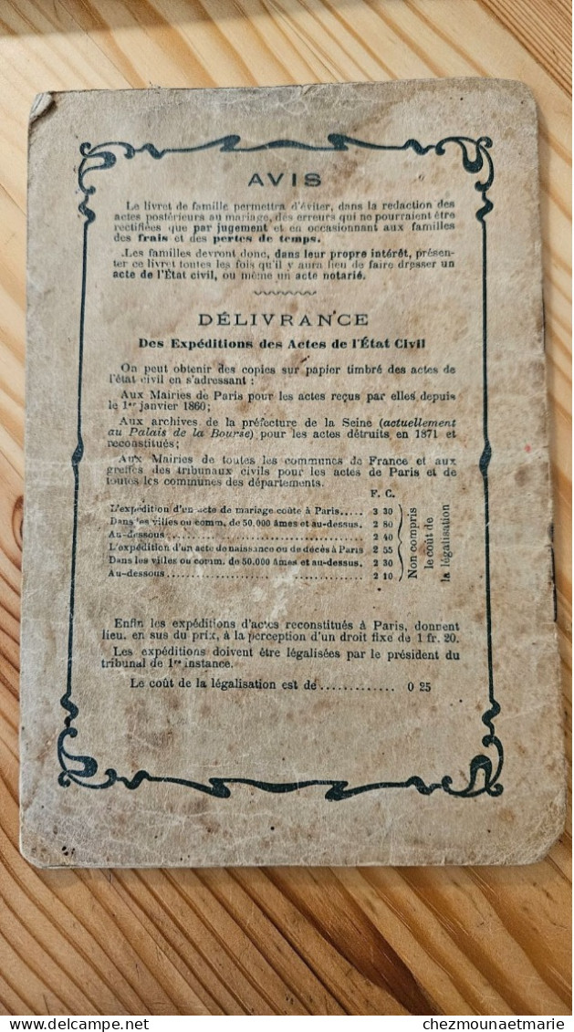 1913 OPOUL LIVRET DE FAMILLE Puly Né à St Laurent De Cerdans Cerclier Et Boneu Antoinette - Historical Documents