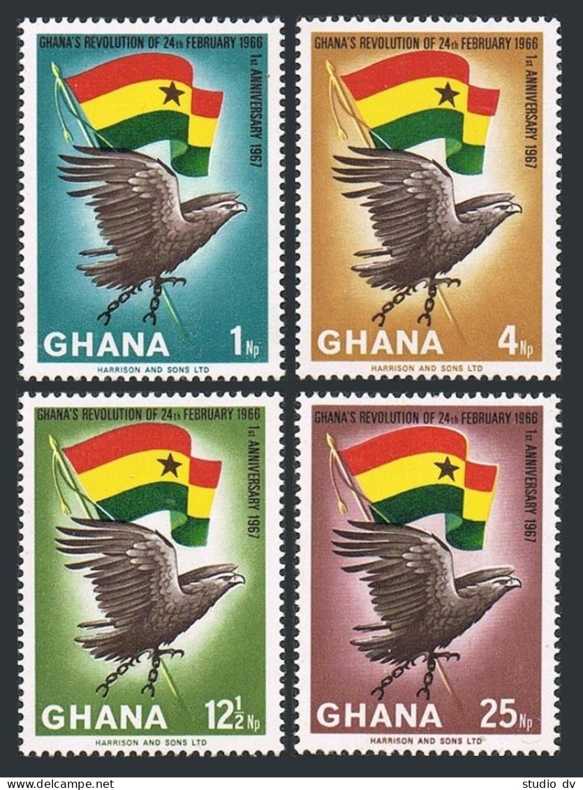 Ghana 273-276, 276a, 276b, MNH. Mi 283-286, Bl.24A-24B. Revolution, 1967. Eagle. - Préoblitérés