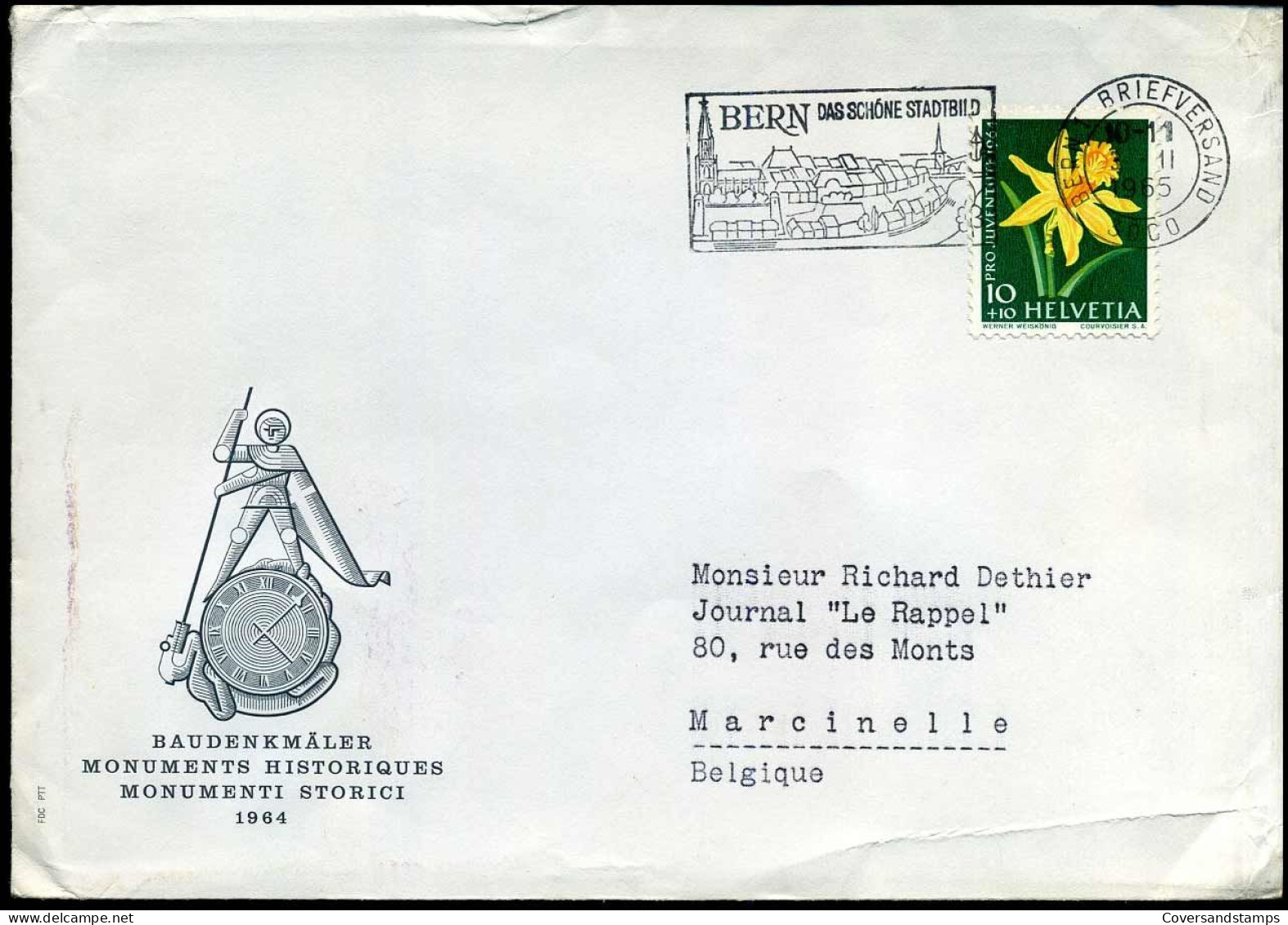 Cover To Marcinelle, Belgium - Lettres & Documents