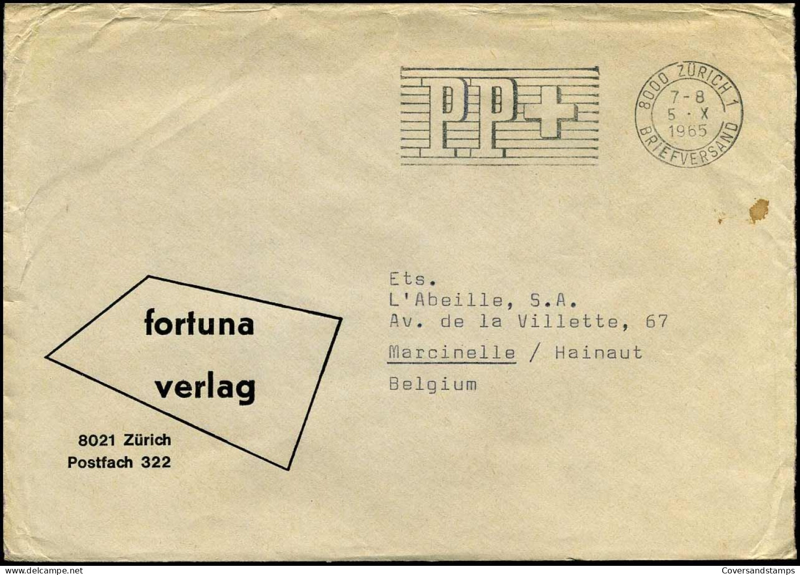Cover To Marcinelle, Belgium - "Fortuna Verlag, Zürich" - Covers & Documents