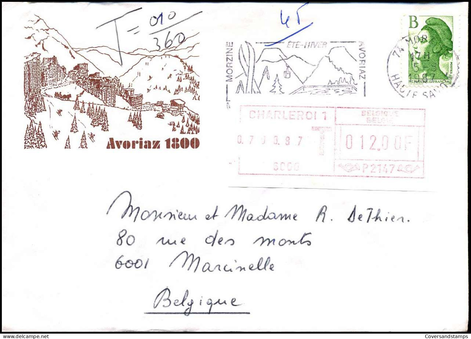 Cover To Marcinelle, Belgium - Cartas & Documentos