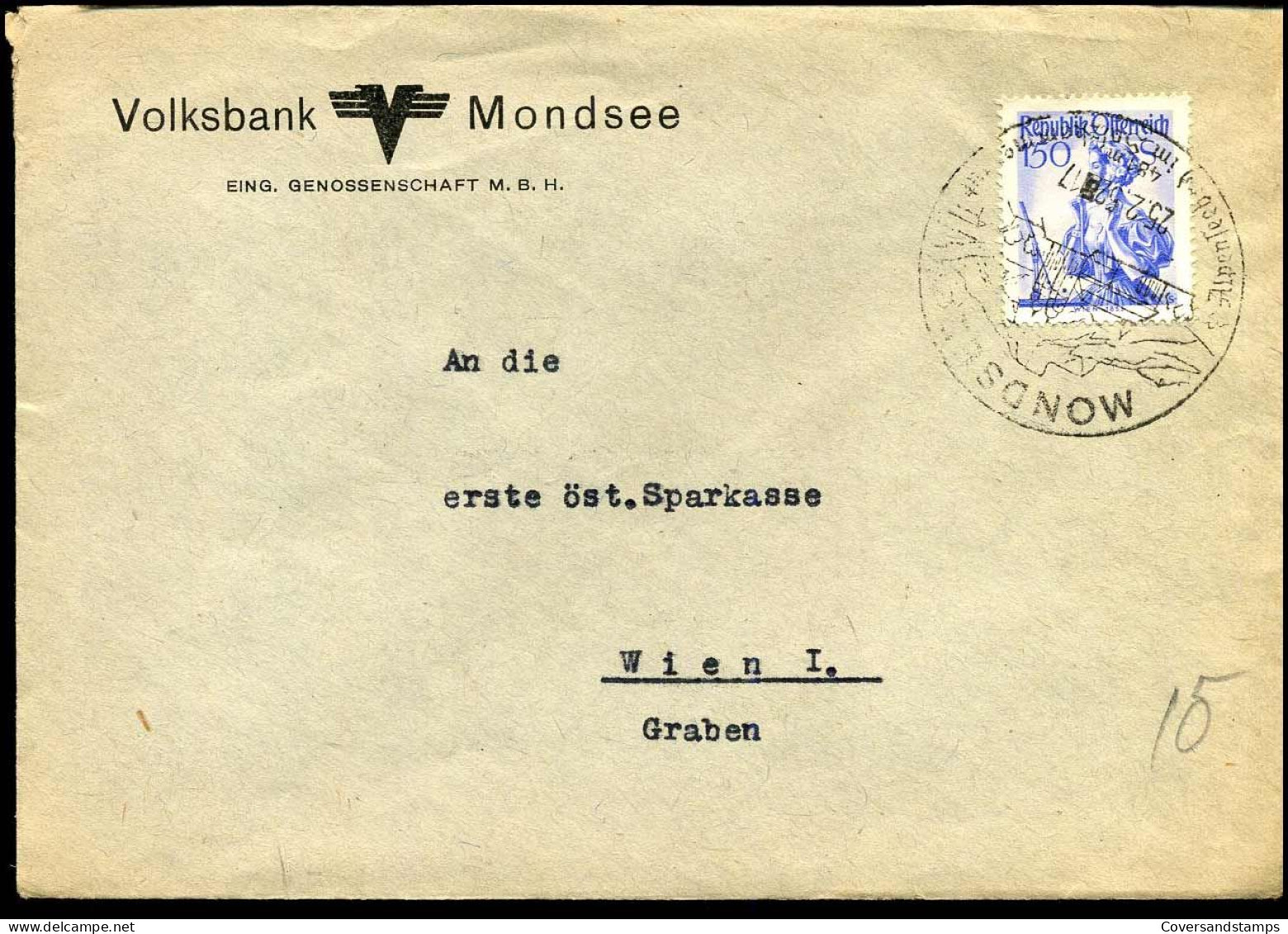 Cover To Wien - "Volksbank Mondsee" - Lettres & Documents