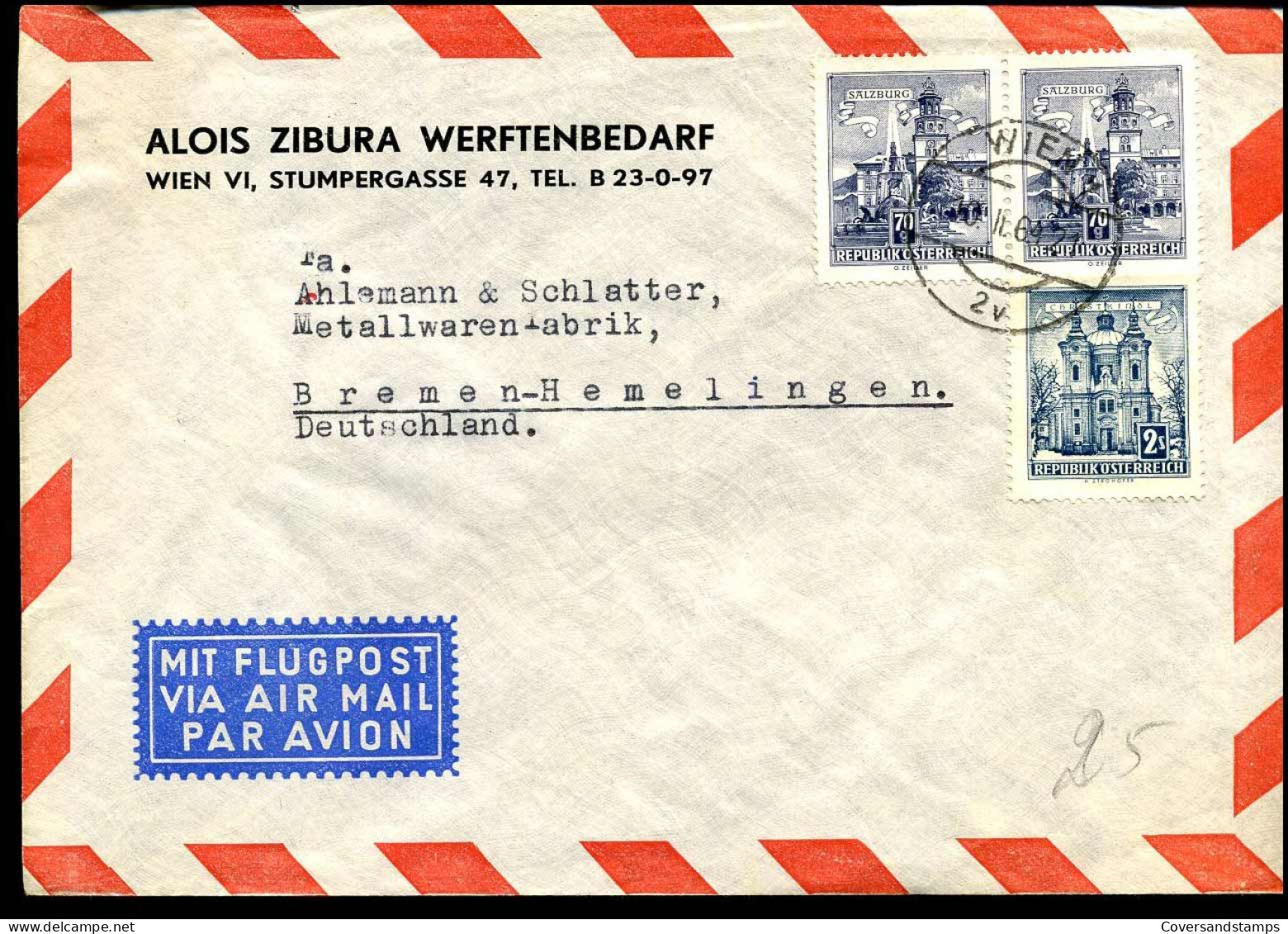 Cover To Bremen, Germany - "Alois Zibura Werftenbedarf" - Briefe U. Dokumente
