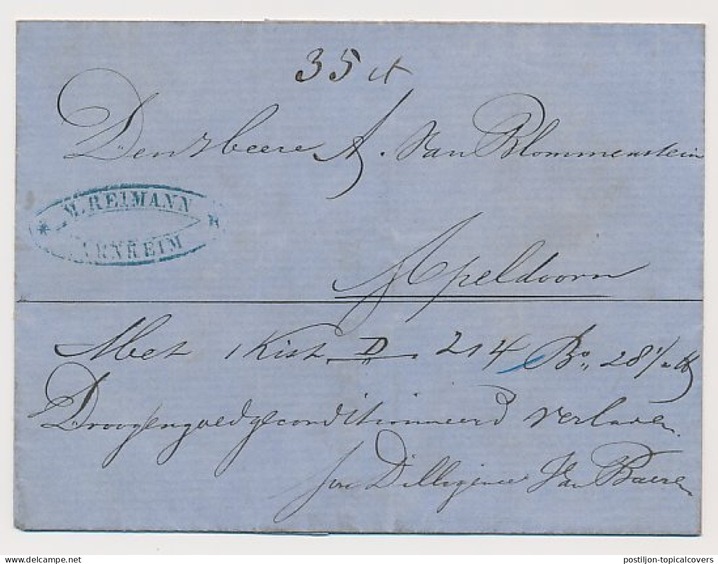 Arnhem - Apeldoorn 1868 - Per Diligence Van Baeren - ...-1852 Préphilatélie