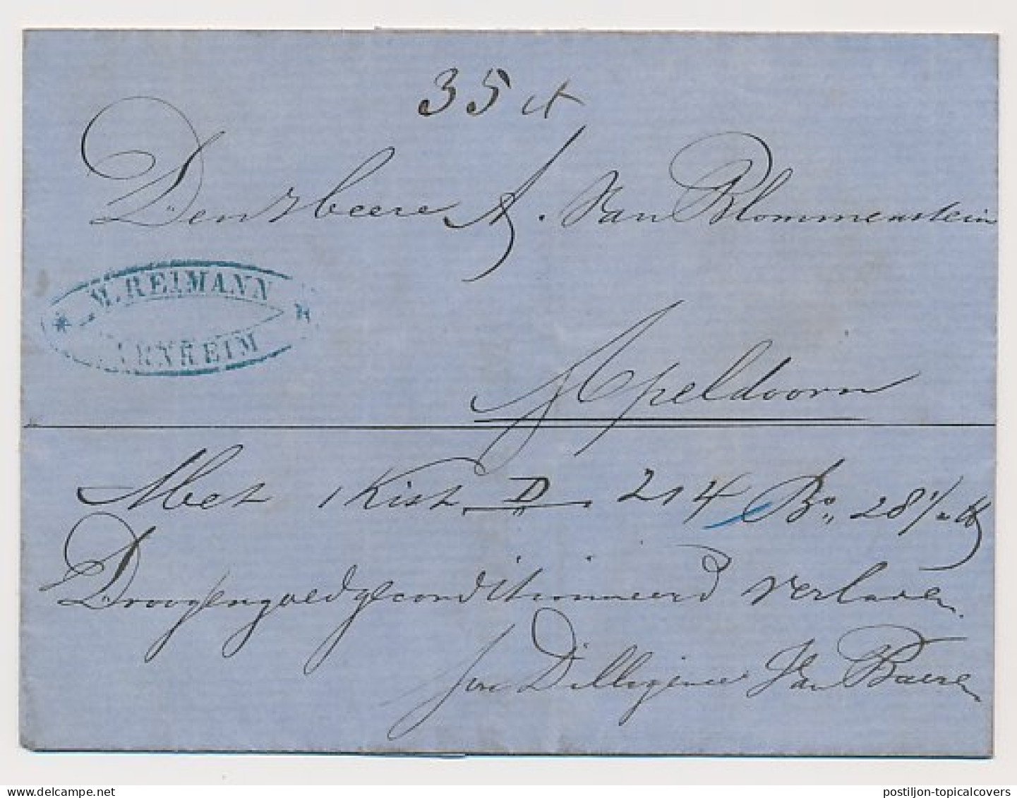 Arnhem - Apeldoorn 1868 - Per Diligence Van Baeren - ...-1852 Prephilately