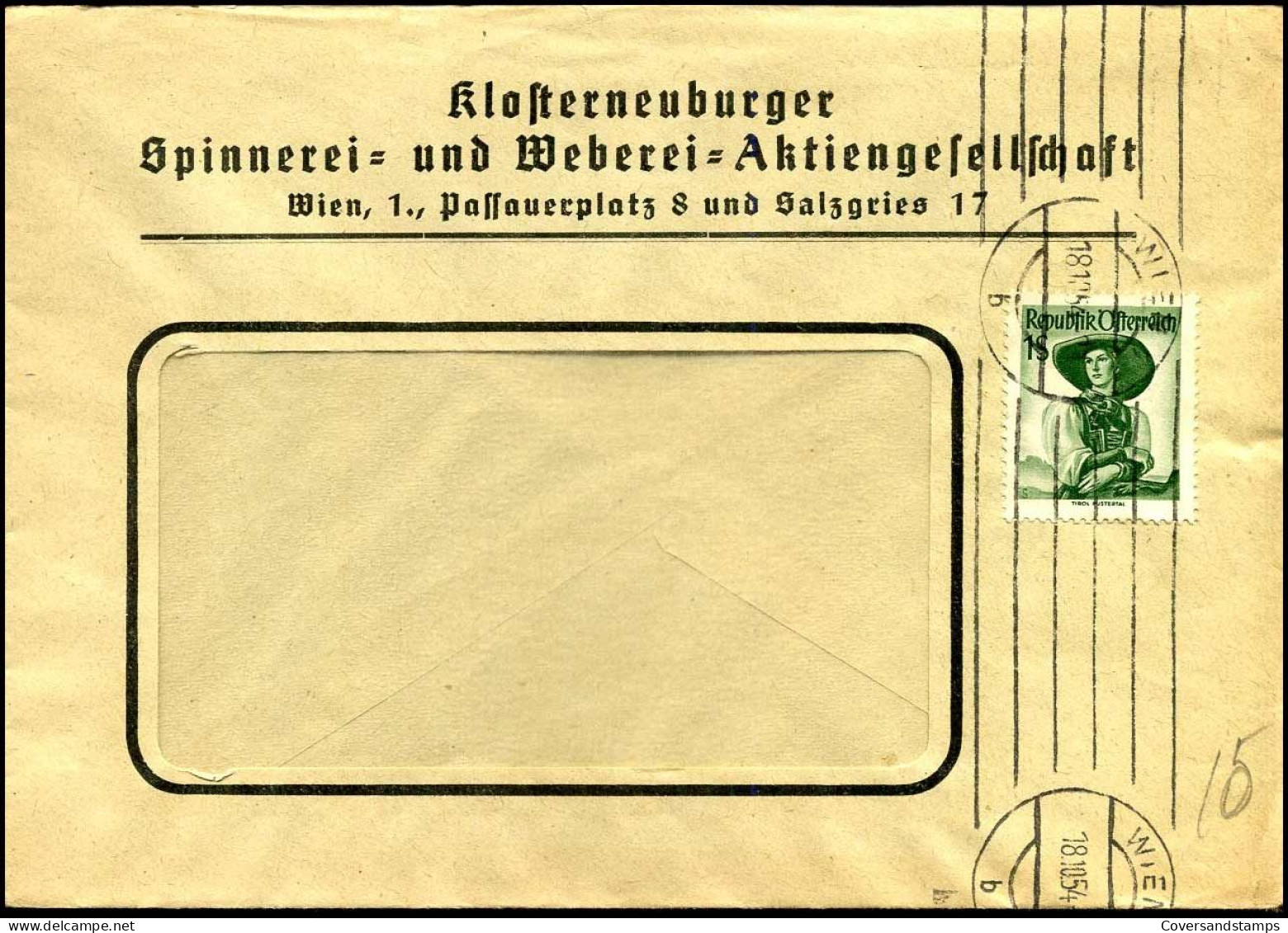 Cover - " Klosterneuburger Spinnerei- Und Weberei Aktiengesllschaft" - Covers & Documents