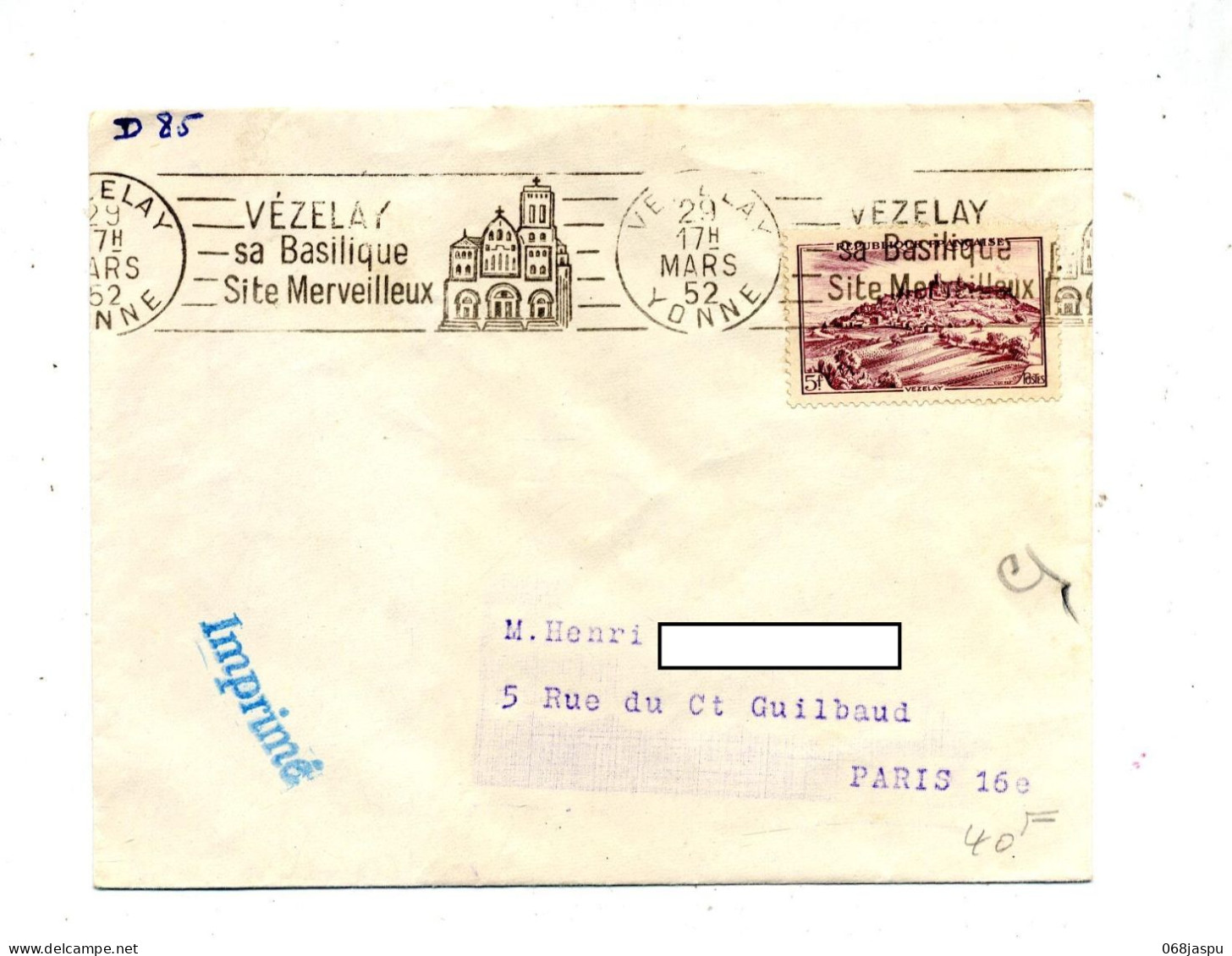 Lettre Flamme Vezelay Basilique  Concordant - Mechanical Postmarks (Advertisement)