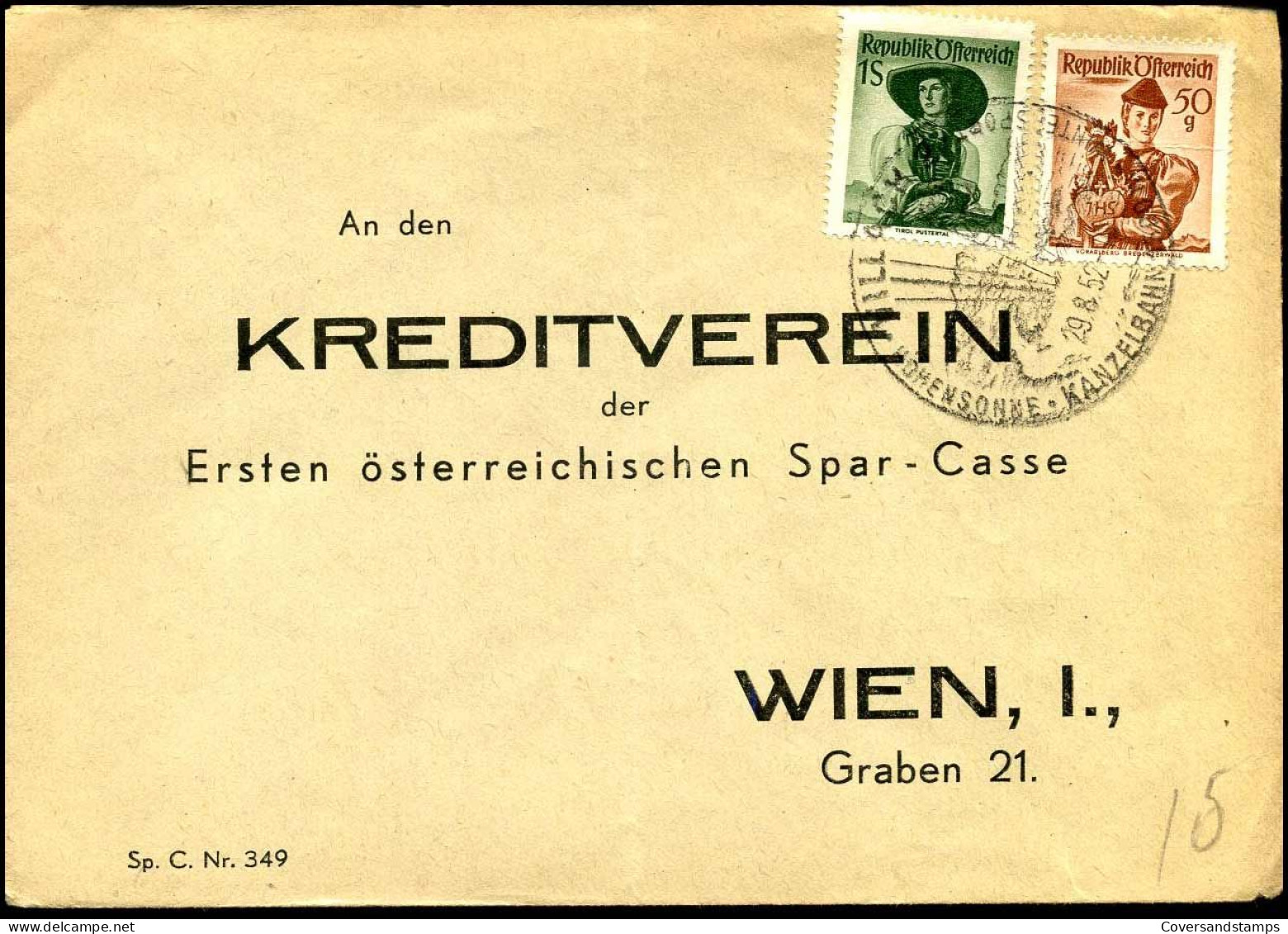 Cover To Kreditverein Der Ersten österreichischen Spar-Casse, Wien - Covers & Documents