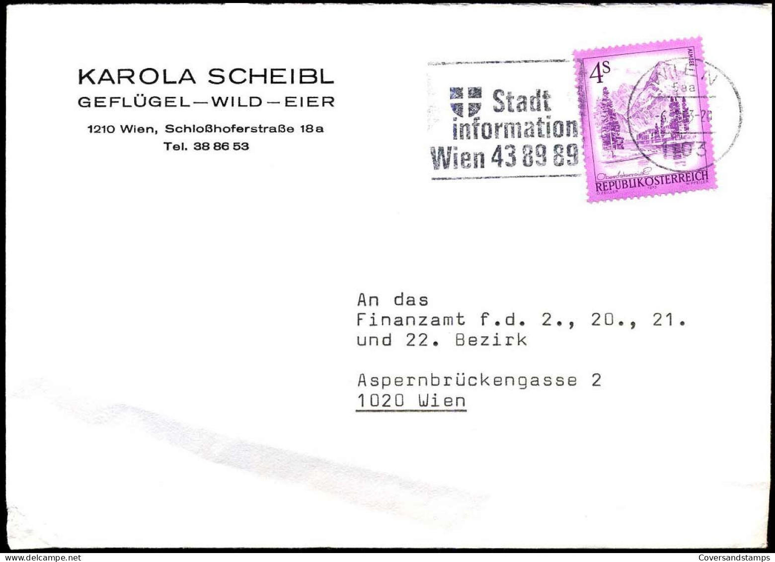 Cover - "Karola Scheibl, Geflügel - Wild - Eier, Wien" - Covers & Documents