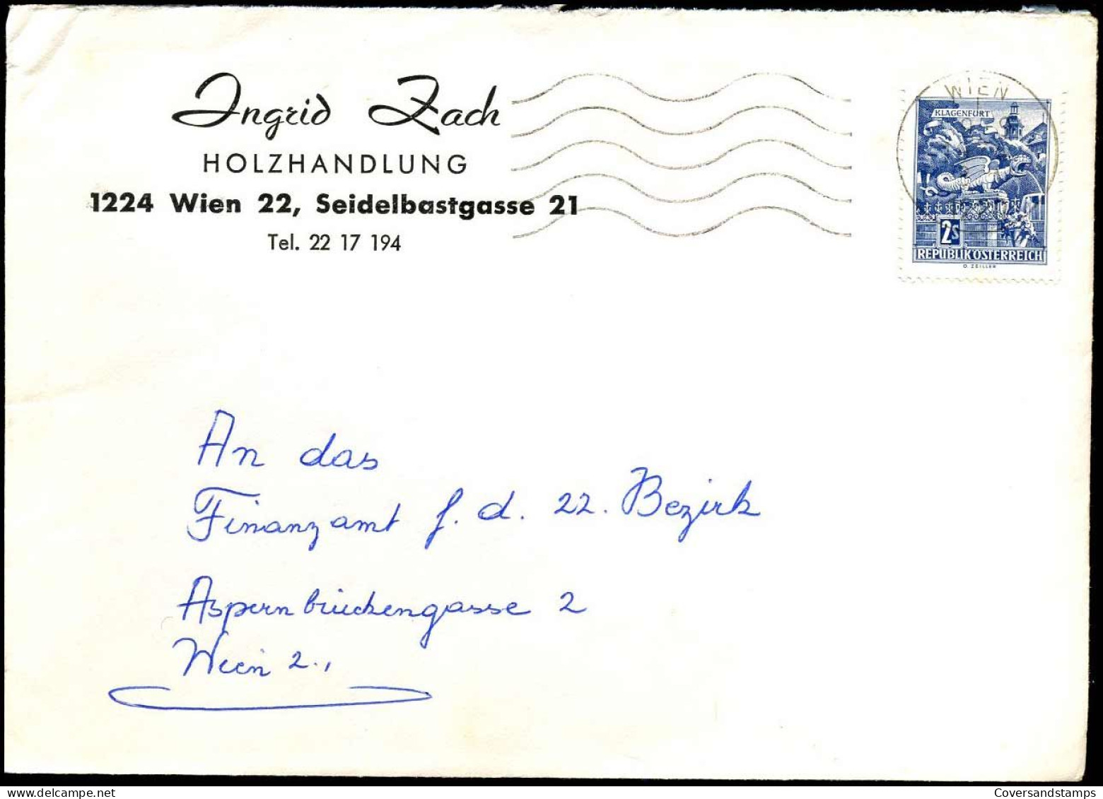 Cover - "Ingrid Zach, Holzhandlung, Wien" - Lettres & Documents