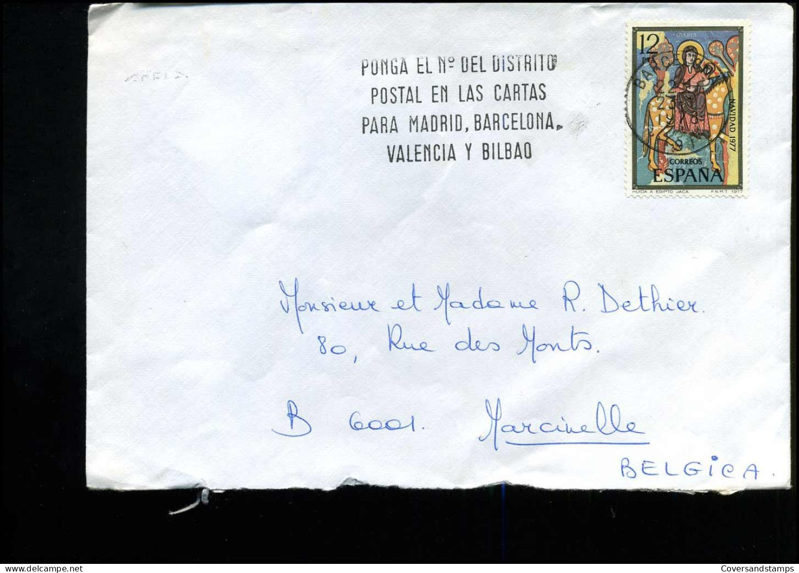 Cover From Barcelona To Marcinelle, Belgium - Lettres & Documents