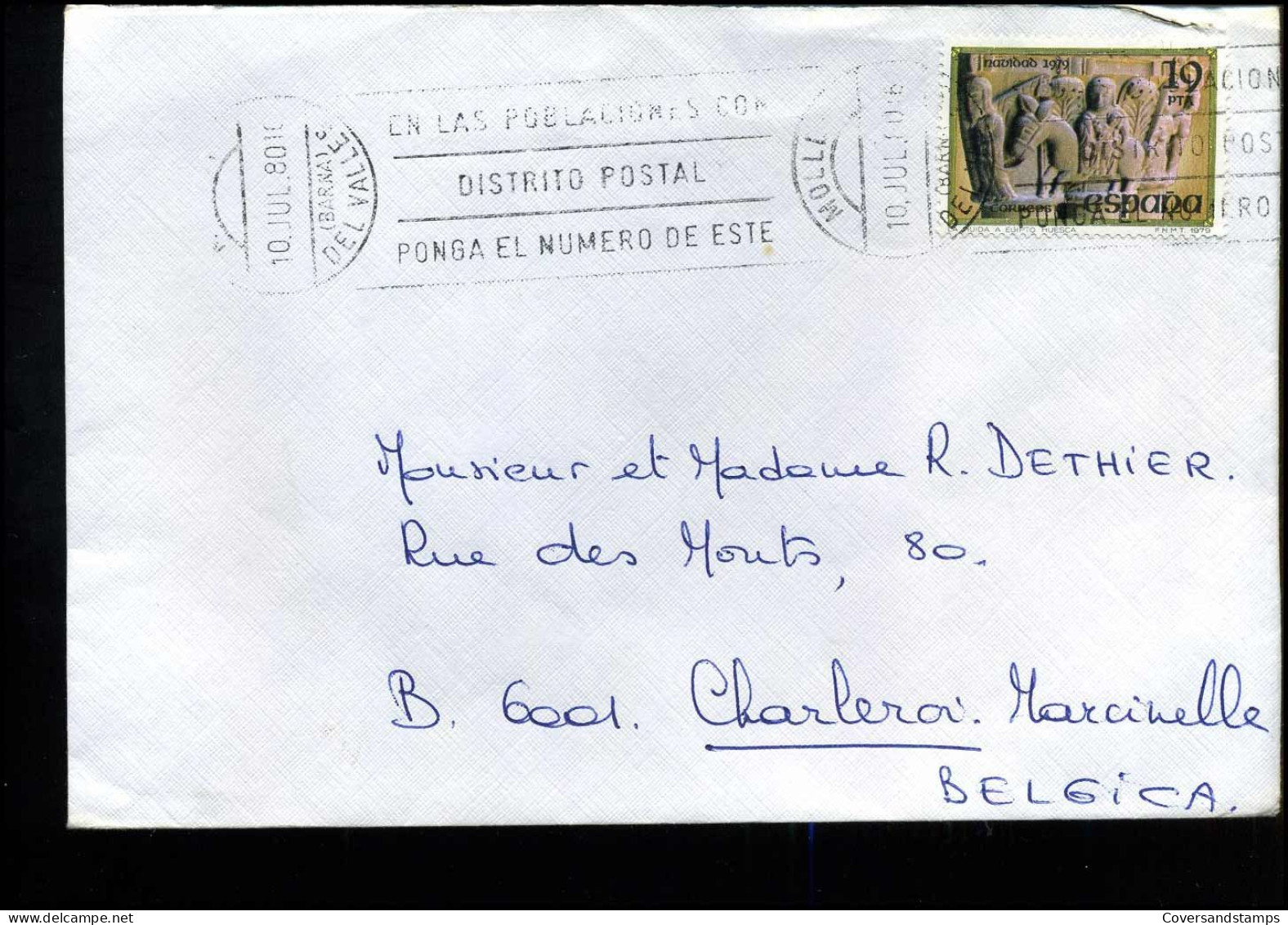 Cover From Barcelona To Marcinelle, Belgium - Lettres & Documents