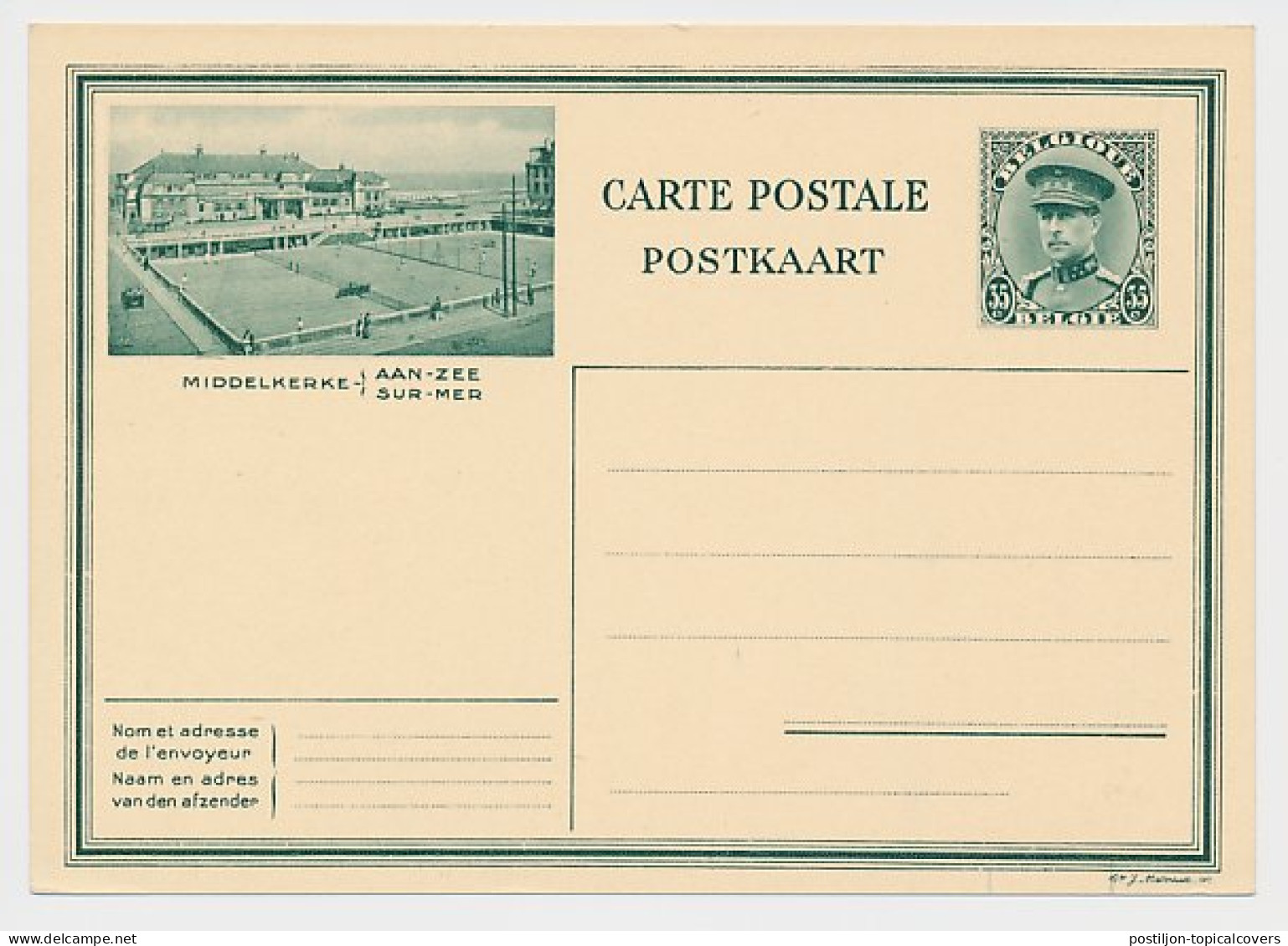 Postal Stationery Belgium 1930 Tennis Court - Middelkerke Aan Zee - Other & Unclassified