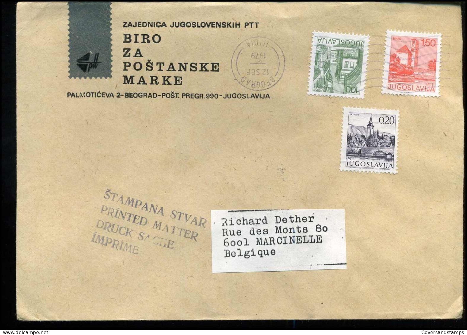 Cover From Yugoslavia To Marcinelle, Belgium - Lettres & Documents