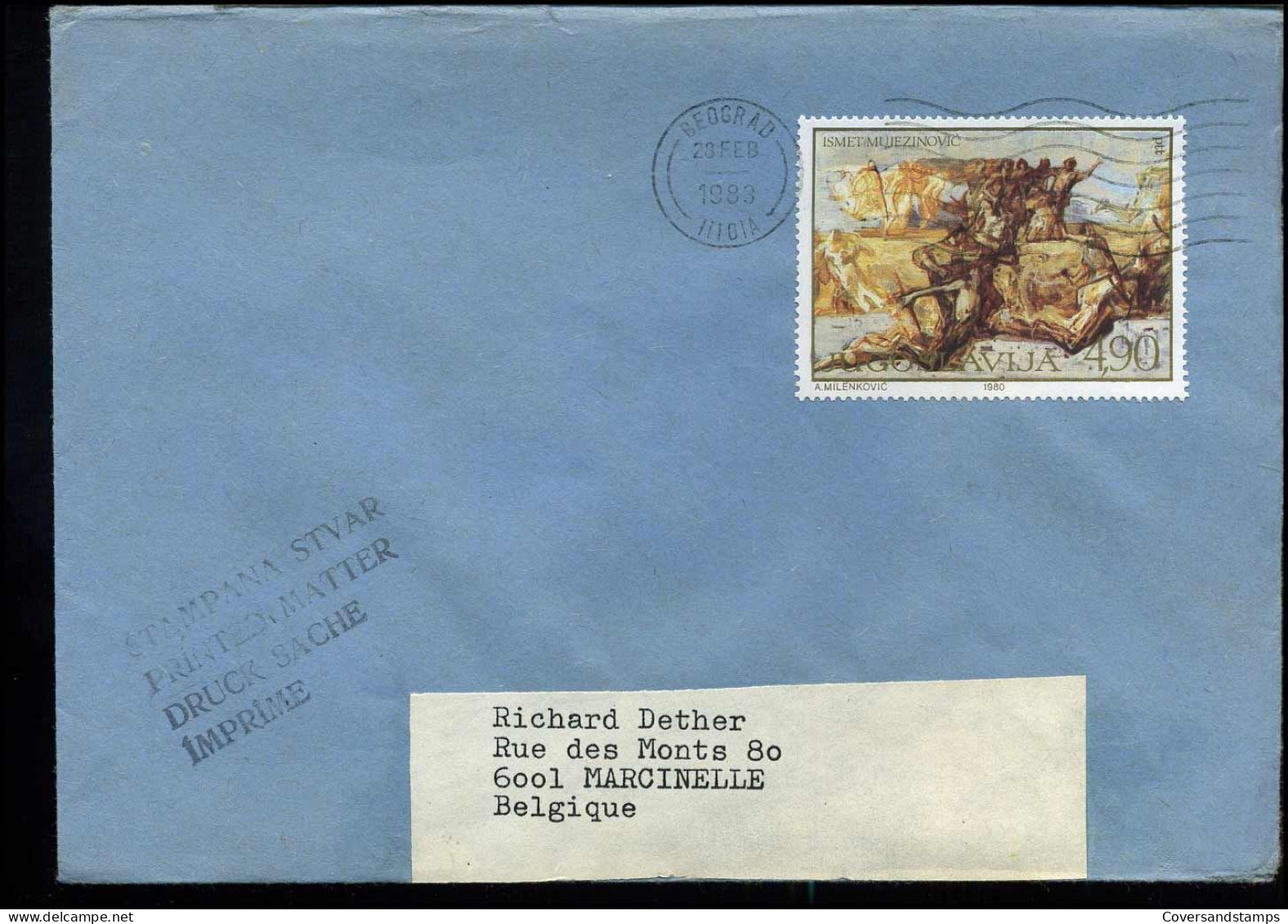 Cover From Yugoslavia To Marcinelle, Belgium - Covers & Documents