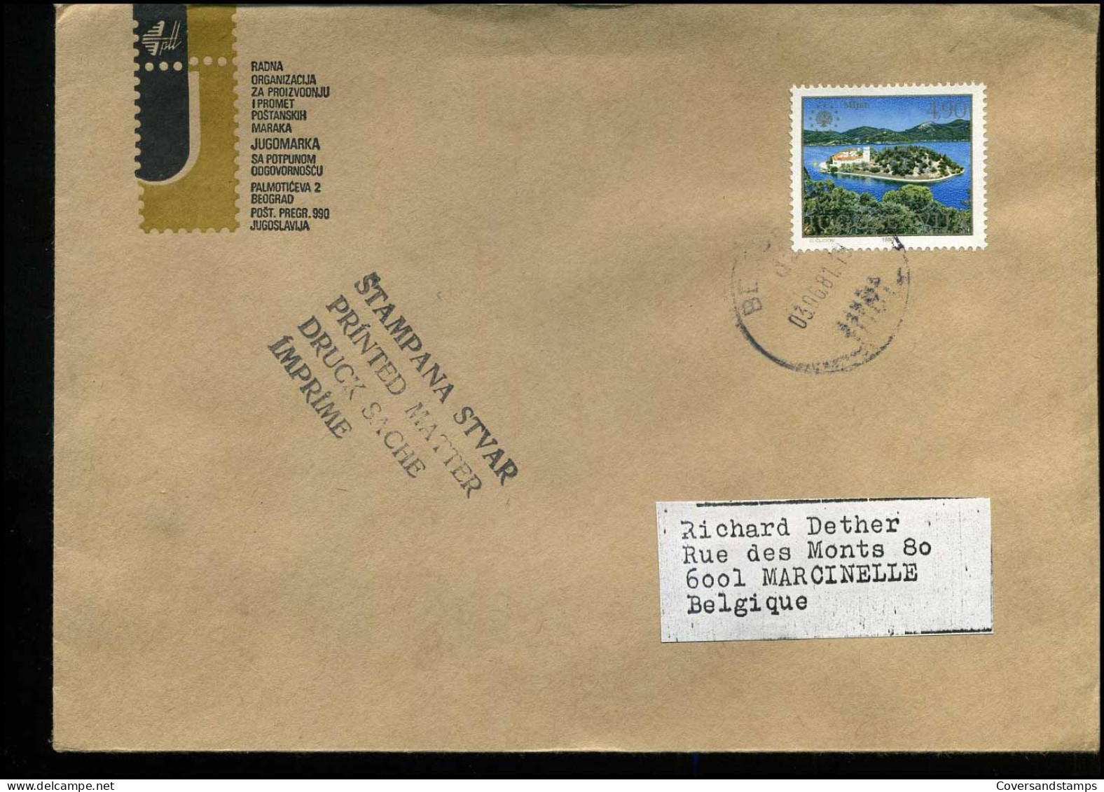 Cover From Yugoslavia To Marcinelle, Belgium - Lettres & Documents