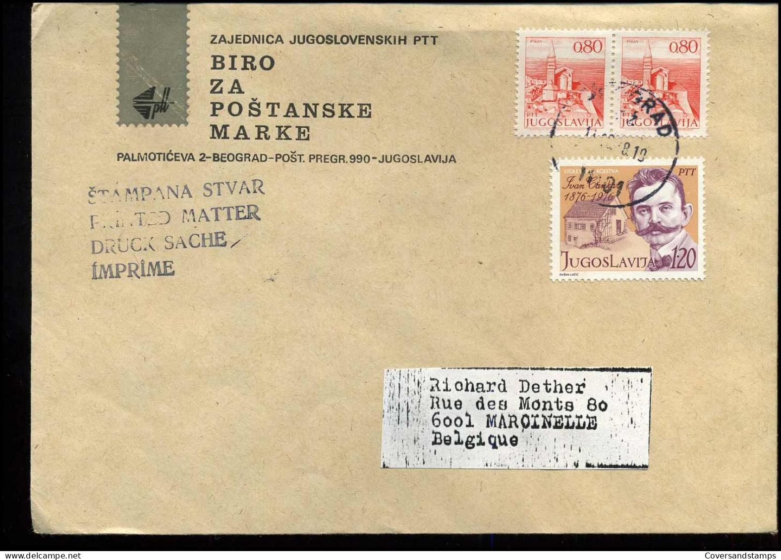 Cover From Beograd To Marcinelle, Belgium - Briefe U. Dokumente