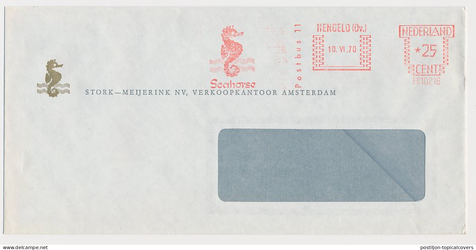 Meter Cover Netherlands 1970 Seahorse - Hengelo - Vie Marine