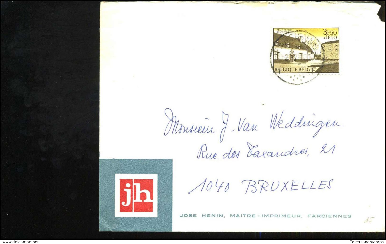 Cover Van Farciennes Naar Bruxelles - "Jose Henin, Maitre-imprimeur, Farciennes" - Lettres & Documents