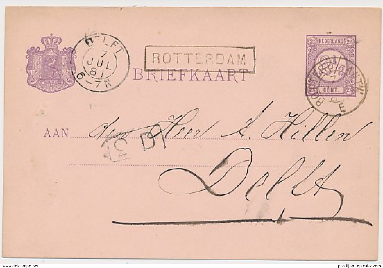 Trein Haltestempel Rotterdam 1881 - Covers & Documents