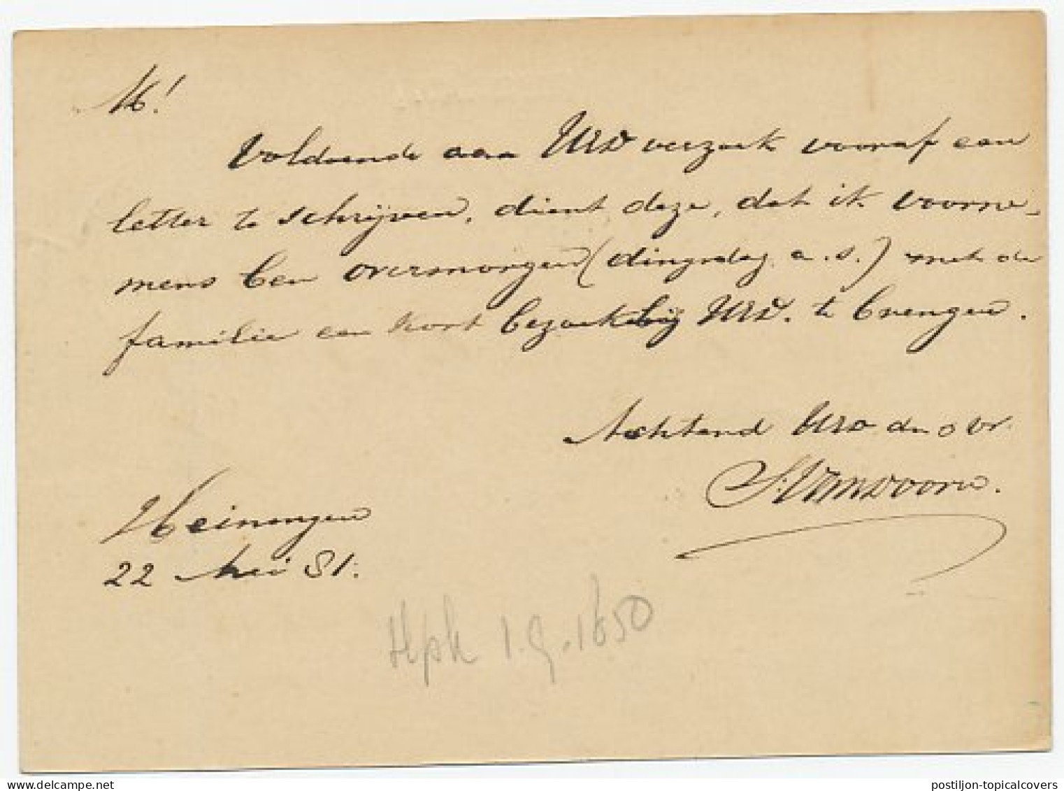Naamstempel Fijnaart 1881 - Lettres & Documents
