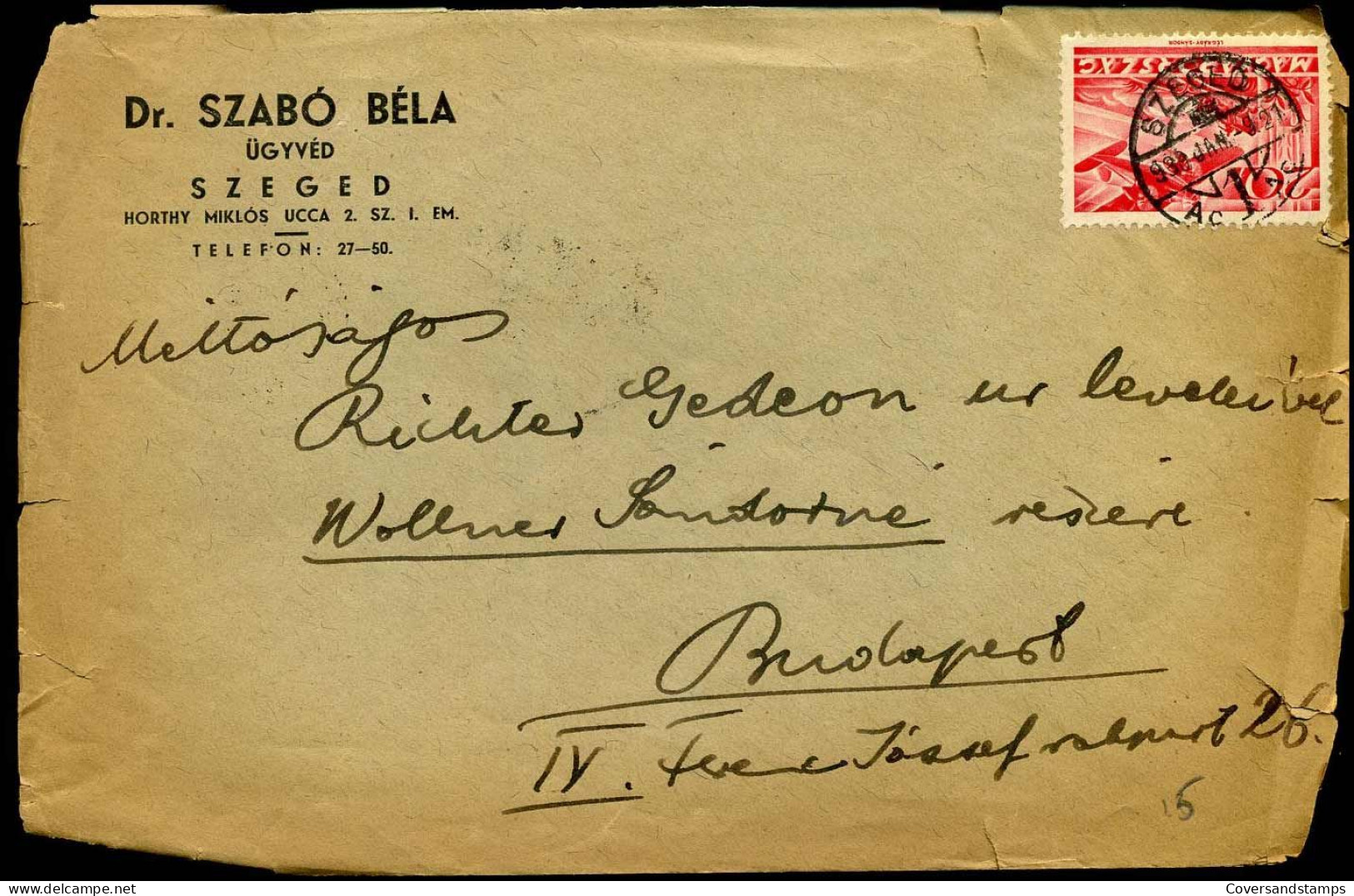 Cover To Budapest - "Dr. Szabo Bela" - Lettres & Documents
