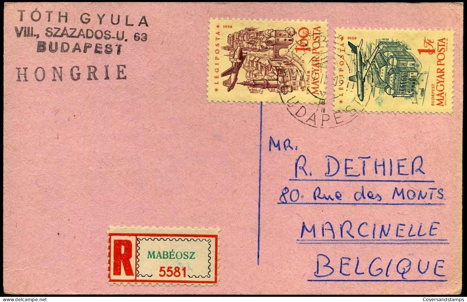 Registered Post Card To Marcinelle, Belgium - Brieven En Documenten