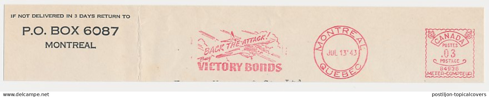 Meter Top Cut Canada 1943 Jet Fighter - Back The Attack - Victory Bonds - Guerre Mondiale (Seconde)