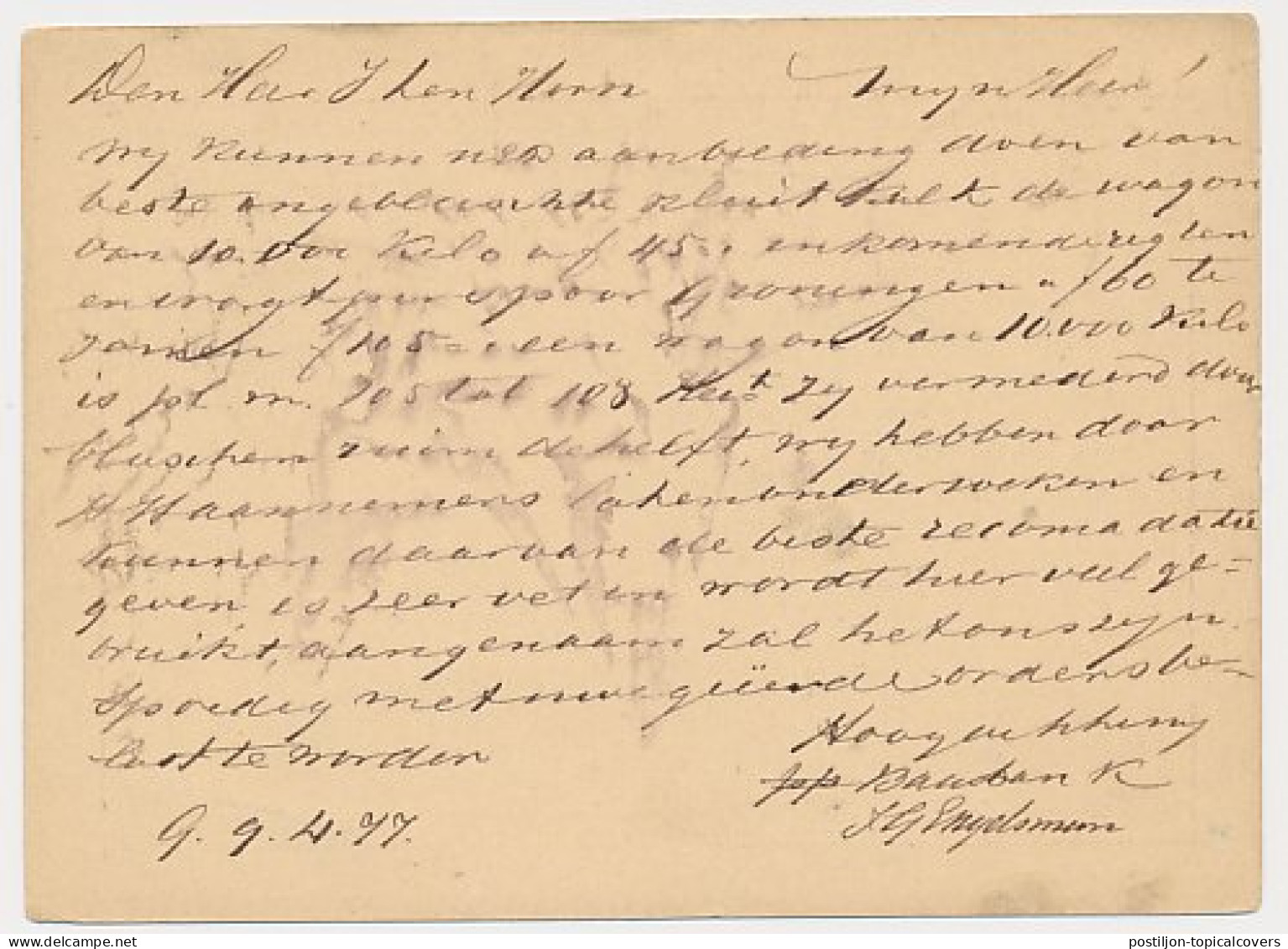 Trein Haltestempel Groningen 1877 - Lettres & Documents