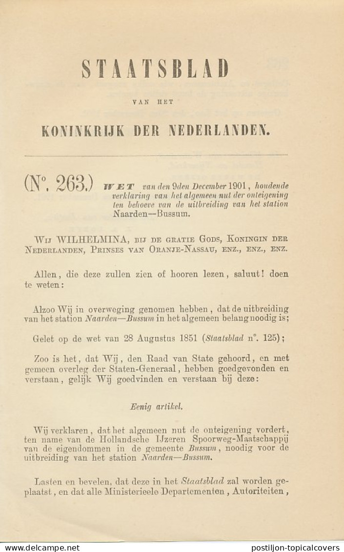 Staatsblad 1901 : Spoorlijn Naarden - Bussum - Historical Documents