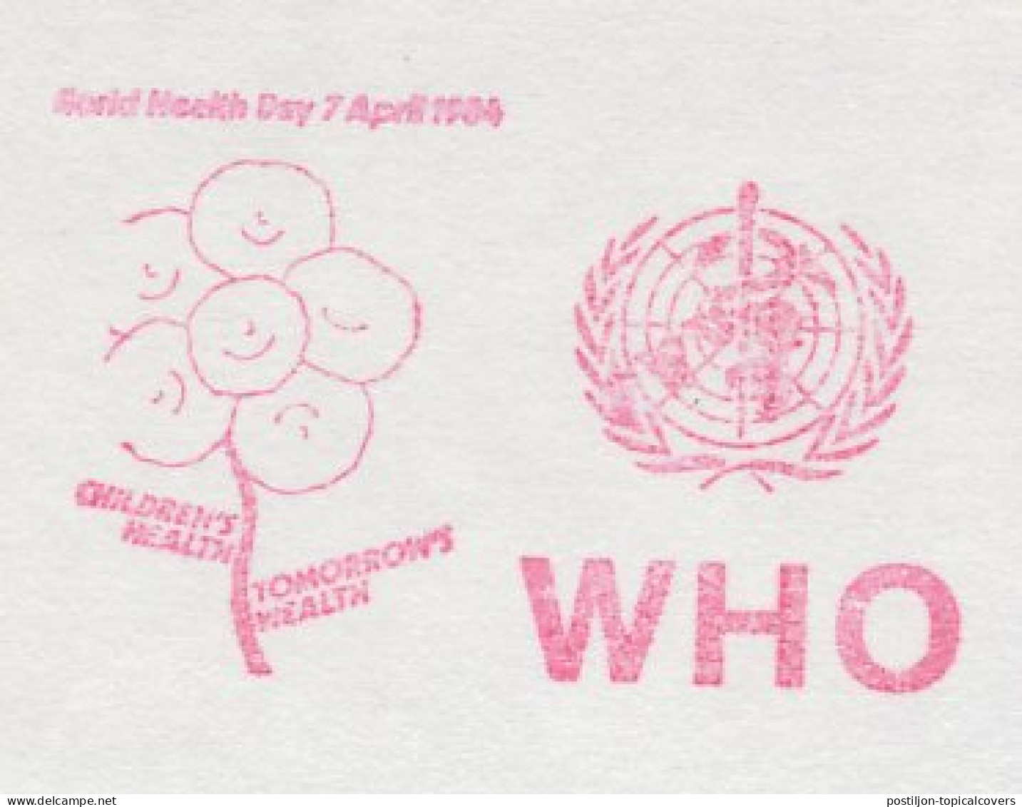 Meter Cut Denmark 1984 World Health Day - WHO - United Nations - Other & Unclassified