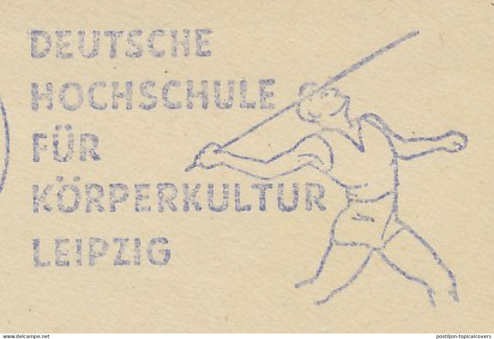 Meter Cover Deutsche Post / Germany 1960 Physical Education - Javelin Throw - Autres & Non Classés